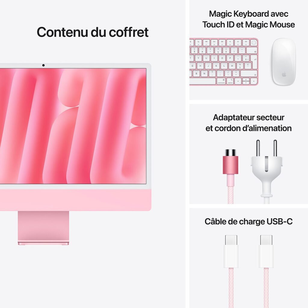 iMac 24 Apple M4 10 cœurs - SSD de 512 Go - 16 Go - Rose