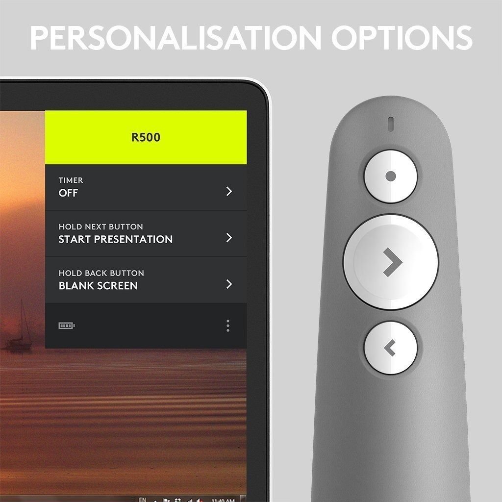 Télécommande de présentation sans fil Laser Logitech R500 - Gris