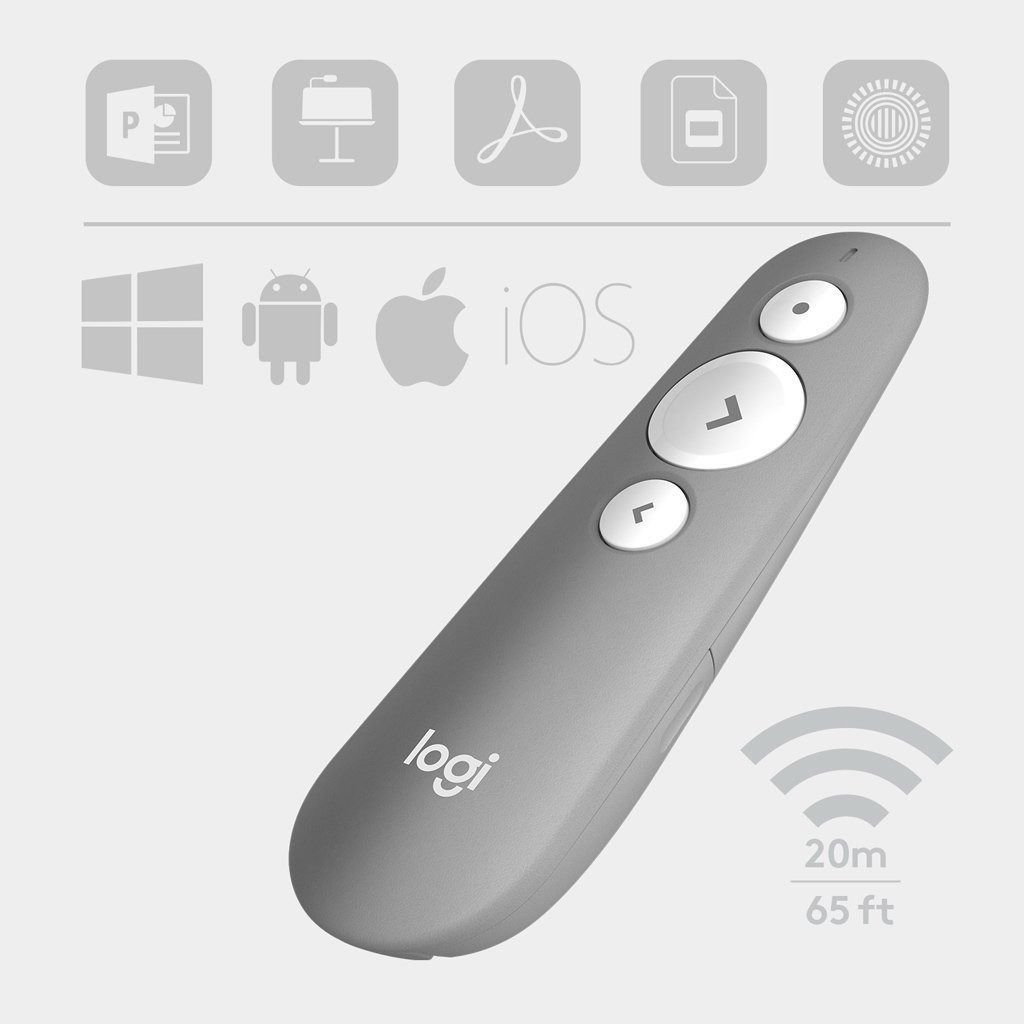 Télécommande de présentation sans fil Laser Logitech R500 - Gris