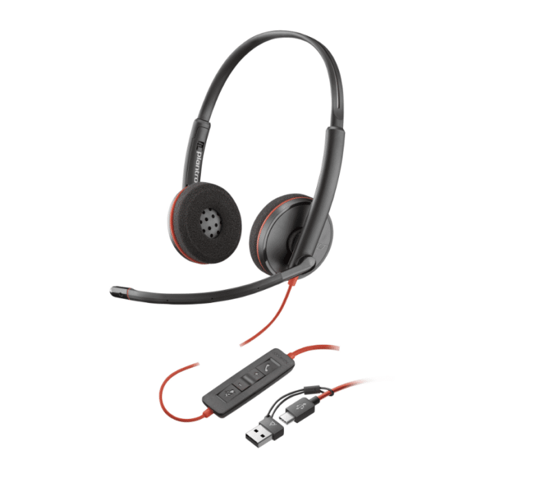 HPPoly Blackwire 3220 Stereo USB-C Headset +USB-C/A Adapter