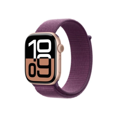 Apple Watch Series 10 GPS 42mm Rose Gold Aluminium Case with Plum Sport Loop