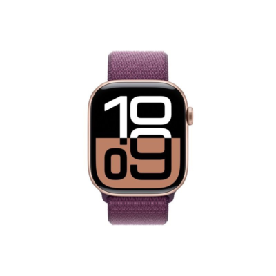 Apple Watch Series 10 GPS 42mm Rose Gold Aluminium Case with Plum Sport Loop