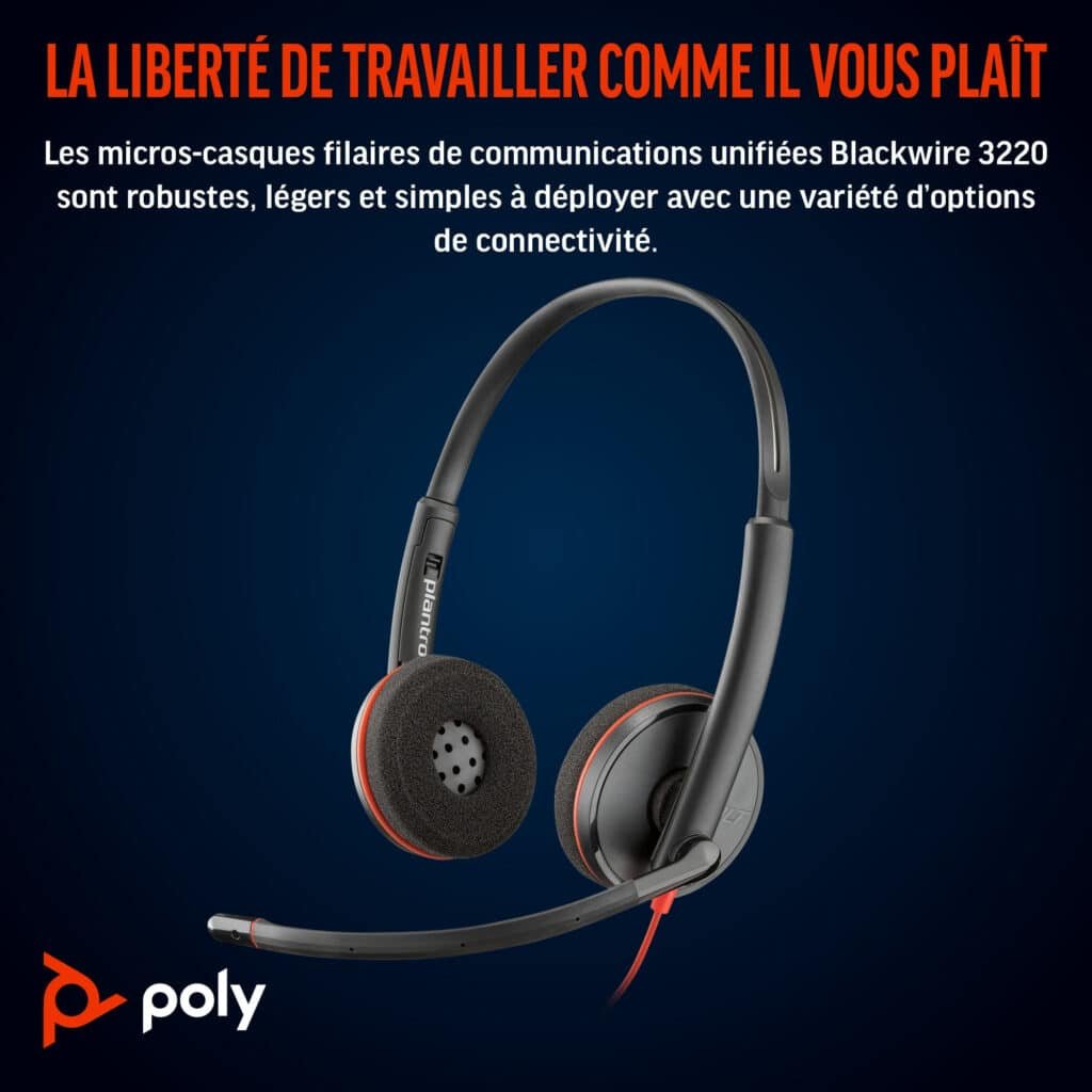 HPPoly Blackwire 3220 Stereo USB-C Headset +USB-C/A Adapter