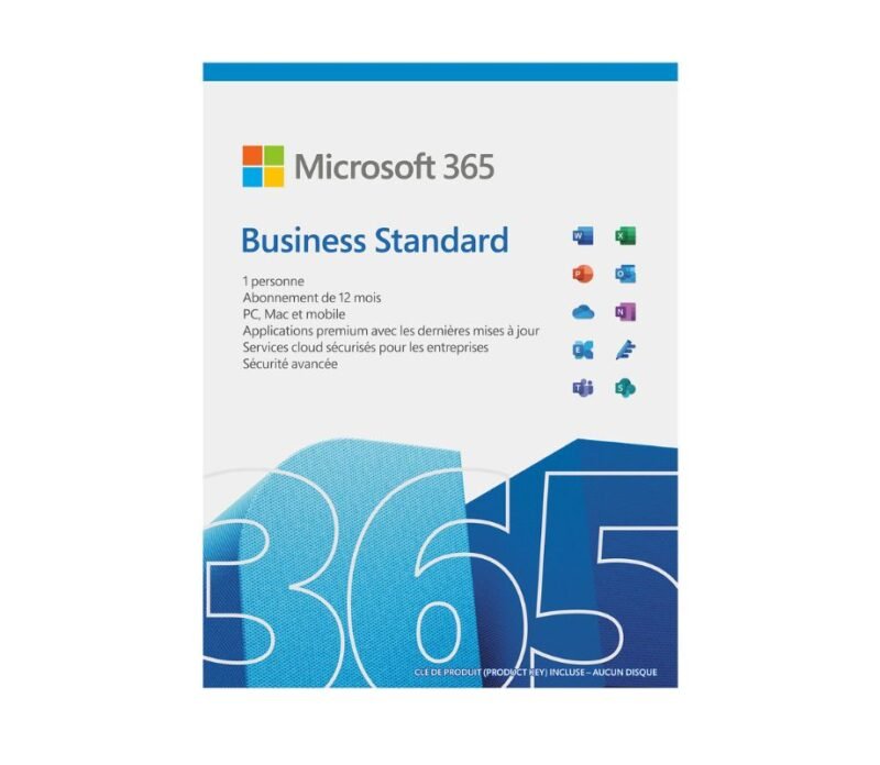Microsoft 365 Business Standard Français abonnement 12 mois 1 an - 5 PC ou MAC pour 1 utilisateur