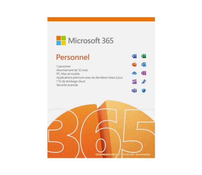 Microsoft 365 Personal Français 12 mois pour 1 personne
