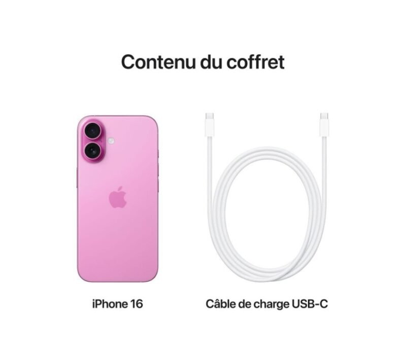 APPLE IPHONE 16 128GB PINK MYEA3+ 20W USB-C POWER