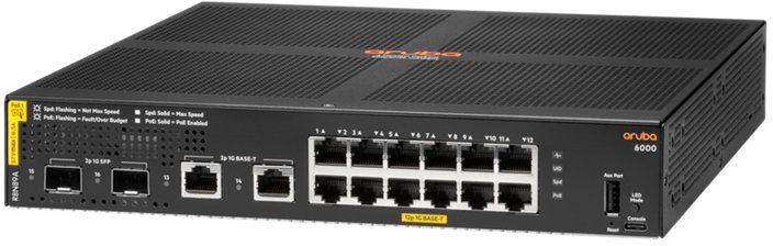 Switch Aruba 6000 12G Classe 4 PoE 2G/2SFP 139 W R8N89A