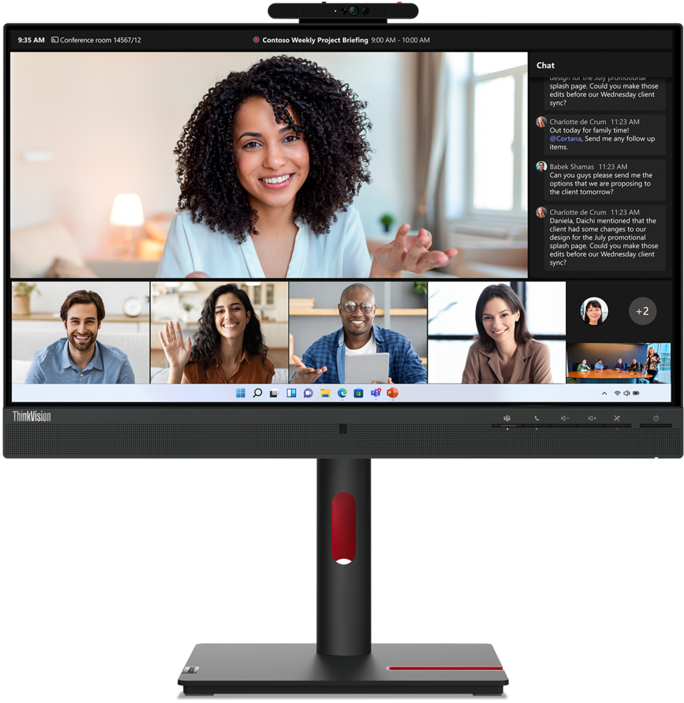 Ecran 23.8" Full HD Lenovo ThinkVision T24mv-30 avec Webcam - 63D7UAT3EU